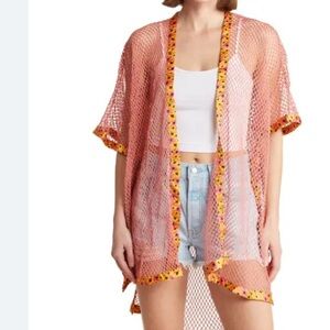 STEVE MADDEN NWT AUTHENTIC OPEN WEAVE TOPPER & SWIM COVER UP WITH SIDE SLIT